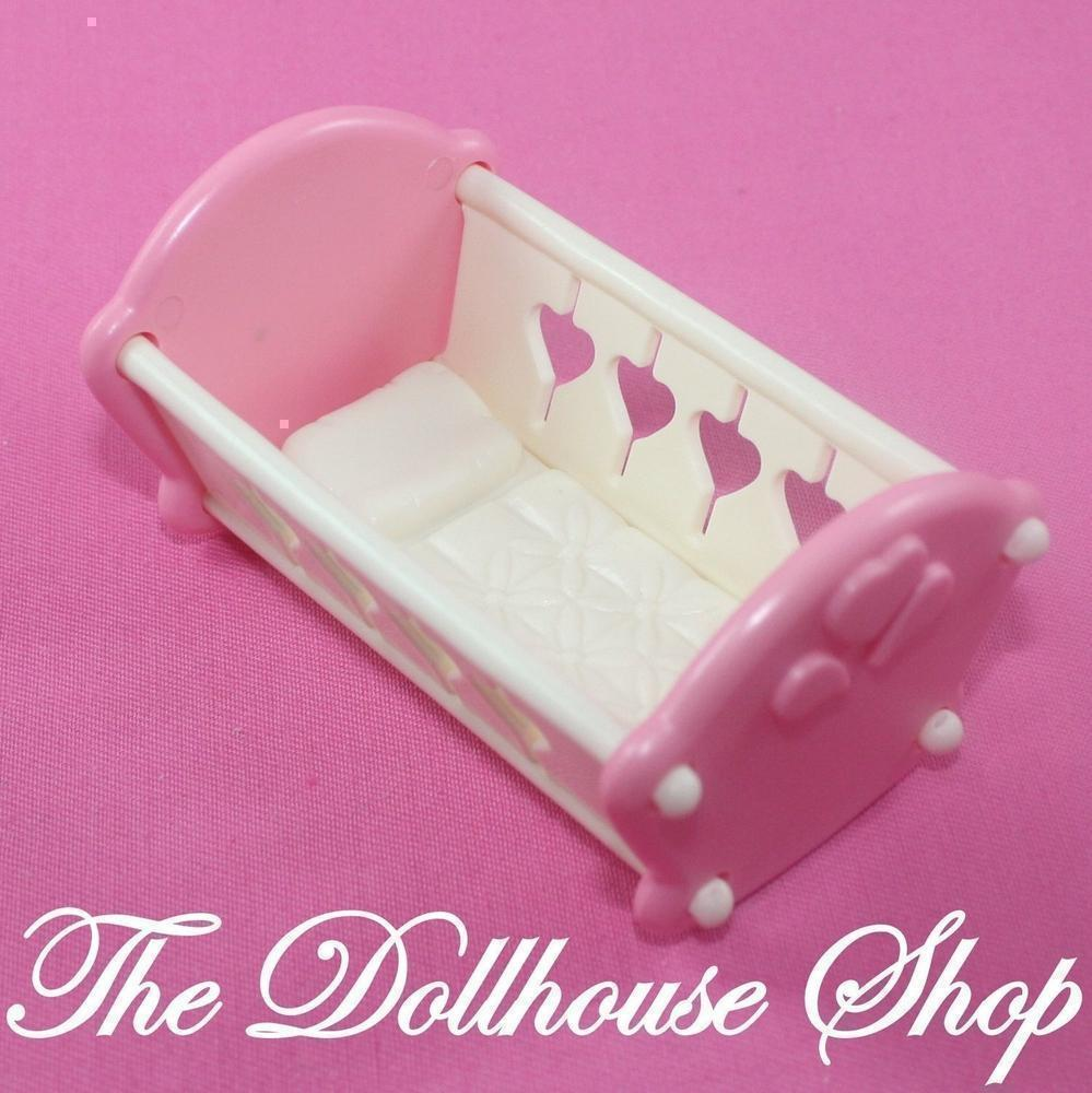 Fisher Price Loving Family Dream Dollhouse Pink Baby Girl Crib Cradle Nursery-Toys & Hobbies:Preschool Toys & Pretend Play:Fisher-Price:1963-Now:Dollhouses-Fisher-Price-Baby,Cribs & Cradles,Dollhouse,Dream Dollhouse,Fisher Price,Loving Family,Nursery Room,Pink,Used-The Dollhouse Shop