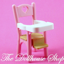 Fisher Price Loving Family Dream Dollhouse Pink Baby Girl High Chair-Toys & Hobbies:Preschool Toys & Pretend Play:Fisher-Price:1963-Now:Dollhouses-Fisher-Price-Chairs,Dollhouse,Dream Dollhouse,Fisher Price,Kitchen,Loving Family,Nursery Room,Pink,Used-The Dollhouse Shop