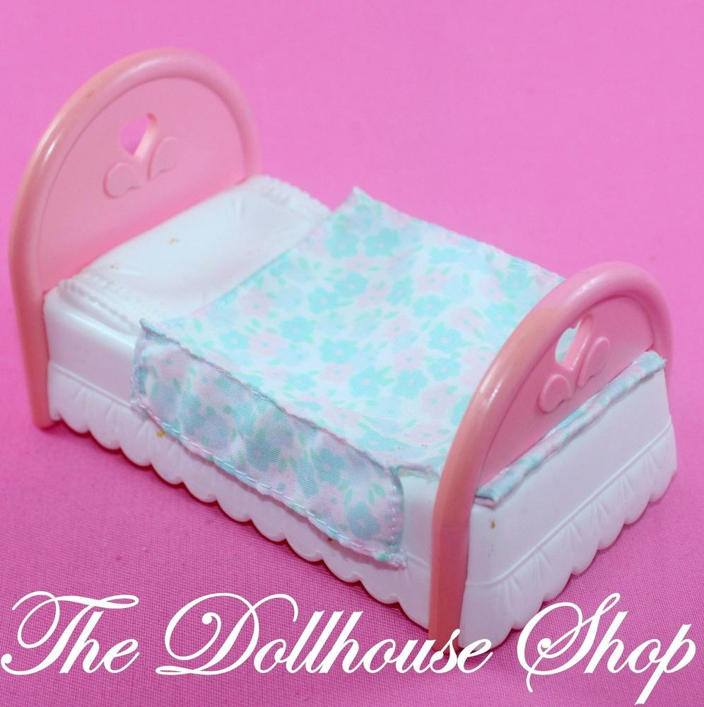 Fisher Price Loving Family Dream Dollhouse Pink Single Doll Twin Bed Bedroom-Toys & Hobbies:Preschool Toys & Pretend Play:Fisher-Price:1963-Now:Dollhouses-Fisher-Price-Bedroom,Dollhouse,Dream Dollhouse,Fisher Price,Kids Bedroom,Loving Family,Used-The Dollhouse Shop