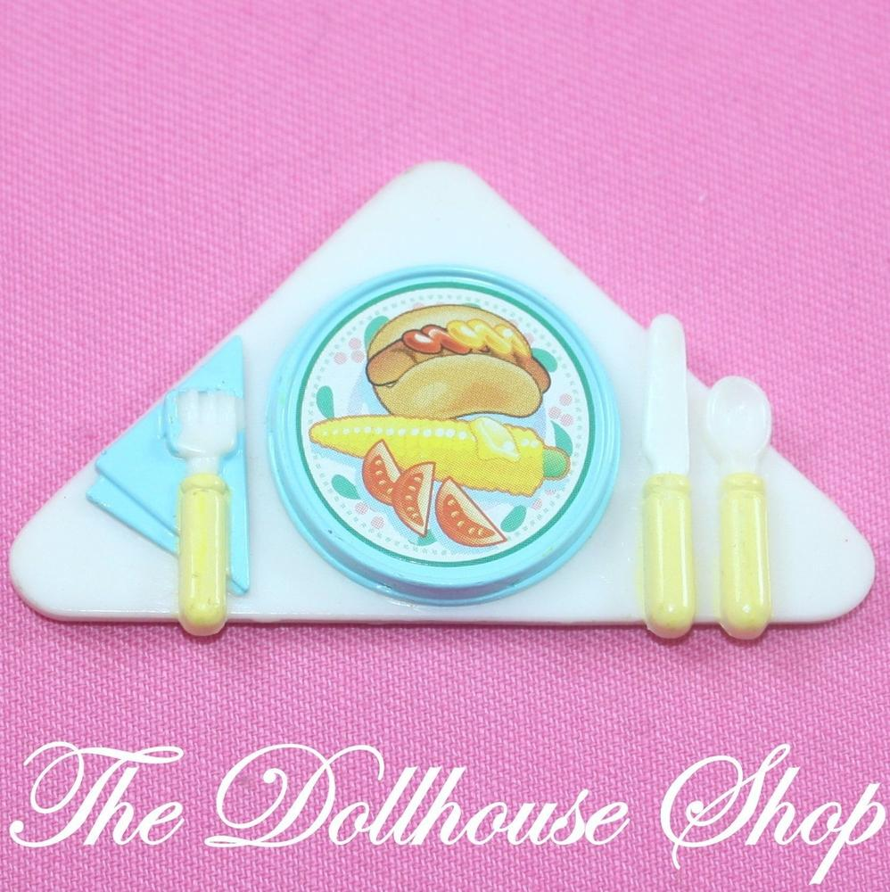 Fisher Price Loving Family Dream Dollhouse RV Kitchen Hot Dog Food Plate Setting-Toys & Hobbies:Preschool Toys & Pretend Play:Fisher-Price:1963-Now:Dollhouses-Fisher-Price-Cars Vans & Campers,Dollhouse,Dream Dollhouse,Fisher Price,Food Accessories,Kitchen,Used-The Dollhouse Shop