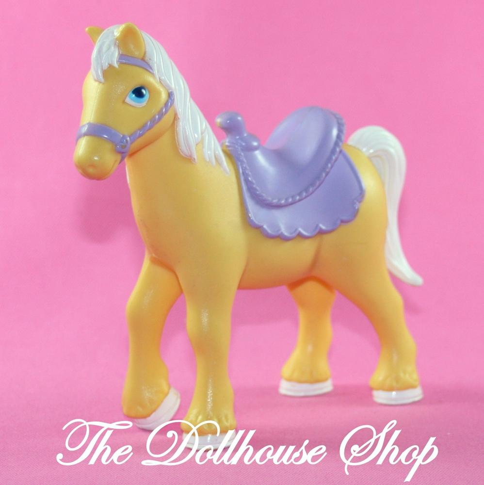 Fisher Price Loving Family Dream Dollhouse Stable Tan Pony Horse Purple Saddle-Toys & Hobbies:Preschool Toys & Pretend Play:Fisher-Price:1963-Now:Dollhouses-Fisher-Price-Animal & Pet Accessories,Dollhouse,Dream Dollhouse,Fisher Price,Horses & Stables,Lamps & Coffee Tables,Loving Family,Used-The Dollhouse Shop