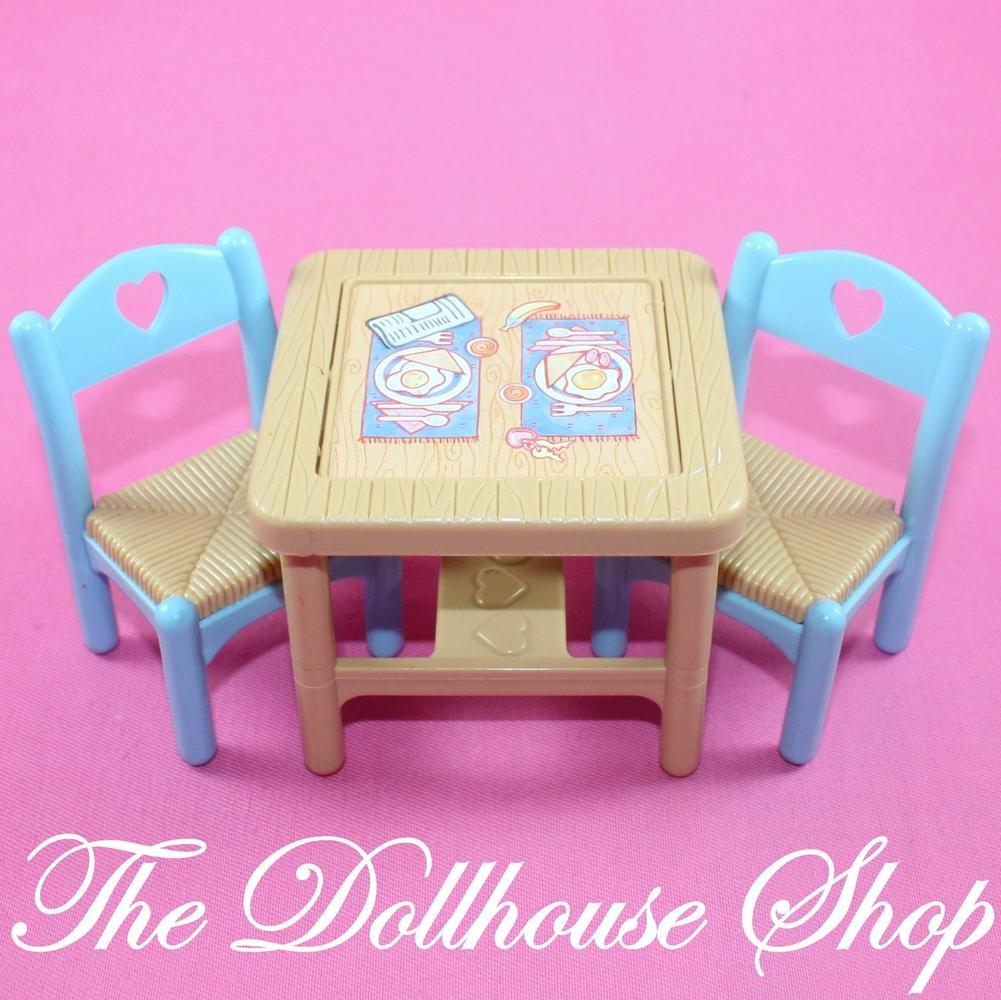 Fisher Price Loving Family Dream Dollhouse Tan Flip Table with 2 Blue Chairs-Toys & Hobbies:Preschool Toys & Pretend Play:Fisher-Price:1963-Now:Dollhouses-Fisher-Price-1993,Chairs,Dining Room,Dollhouse,Dream Dollhouse,Fisher Price,kitchen,Loving Family,Tables,Used-Fisher Price Loving Family Flip Table with 2 blue chairs from 1993. Perfect for dollhouse fun! Find it now at The Dollhouse Shop, your dollhouse expert!-The Dollhouse Shop