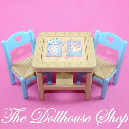 Fisher Price Loving Family Dream Dollhouse Tan Flip Table with 2 Blue Chairs-Toys & Hobbies:Preschool Toys & Pretend Play:Fisher-Price:1963-Now:Dollhouses-Fisher-Price-1993,Chairs,Dining Room,Dollhouse,Dream Dollhouse,Fisher Price,kitchen,Loving Family,Tables,Used-Fisher Price Loving Family Flip Table with 2 blue chairs from 1993. Perfect for dollhouse fun! Find it now at The Dollhouse Shop, your dollhouse expert!-The Dollhouse Shop