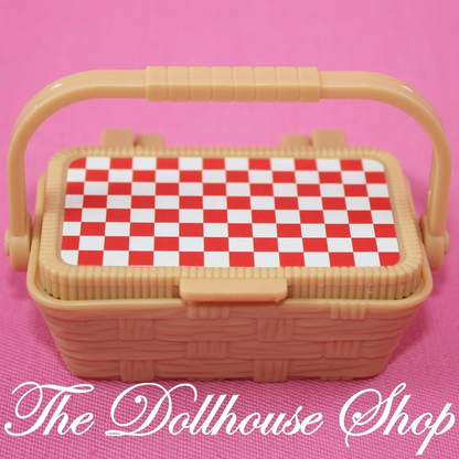 Fisher Price Loving Family Dream Dollhouse Tan Picnic Basket W/ Lid Food Kitchen-Toys & Hobbies:Preschool Toys & Pretend Play:Fisher-Price:1963-Now:Dollhouses-Fisher-Price-Dollhouse,Dream Dollhouse,Fisher Price,Food Accessories,Kitchen,Loving Family,Used-The Dollhouse Shop