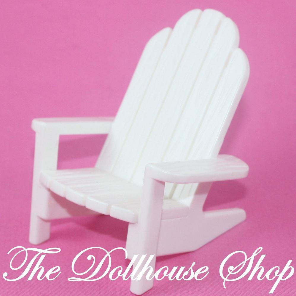 Fisher Price Loving Family Dream Dollhouse White Adirondack Chair Doll Seat-Toys & Hobbies:Preschool Toys & Pretend Play:Fisher-Price:1963-Now:Dollhouses-Fisher-Price-Beach and Boat Sets,Chairs,Dollhouse,Dream Dollhouse,Fisher Price,Outdoor Furniture,Swimming Pool Sets,Used-The Dollhouse Shop