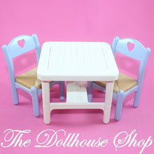 Fisher Price Loving Family Dream Dollhouse White Flip Dining Table Blue Chairs-The Dollhouse Shop