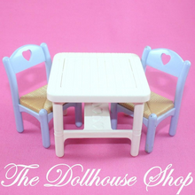 Fisher Price Loving Family Dream Dollhouse White Flip Dining Table Blue Chairs-Toys & Hobbies:Preschool Toys & Pretend Play:Fisher-Price:1963-Now:Dollhouses-Fisher-Price-Dining Room,Dollhouse,Dream Dollhouse,Fisher Price,Loving Family,table,Tables,Used-The Dollhouse Shop