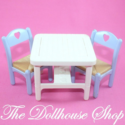 Fisher Price Loving Family Dream Dollhouse White Flip Dining Table Blue Chairs-Toys & Hobbies:Preschool Toys & Pretend Play:Fisher-Price:1963-Now:Dollhouses-Fisher-Price-Dining Room,Dollhouse,Dream Dollhouse,Fisher Price,Loving Family,table,Tables,Used-The Dollhouse Shop