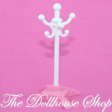 Fisher Price Loving Family Dream Dollhouse White Pink Doll Hat Coat Stand Tree-Toys & Hobbies:Preschool Toys & Pretend Play:Fisher-Price:1963-Now:Dollhouses-Fisher-Price-Bedroom,Dollhouse,Dream Dollhouse,Fisher Price,Living Room,Loving Family,Used-Fisher Price Loving Family Dream Dollhouse white hat & coat tree with pink base. Perfect for ages 3+. Find it now at The Dollhouse Shop!-The Dollhouse Shop