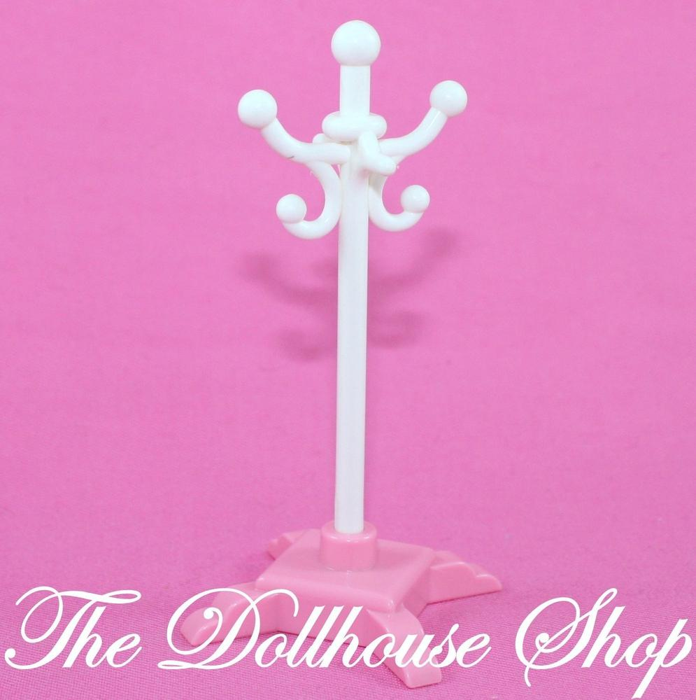 Fisher Price Loving Family Dream Dollhouse White Pink Doll Hat Coat Stand Tree-Toys & Hobbies:Preschool Toys & Pretend Play:Fisher-Price:1963-Now:Dollhouses-Fisher-Price-Bedroom,Dollhouse,Dream Dollhouse,Fisher Price,Living Room,Loving Family,Used-The Dollhouse Shop