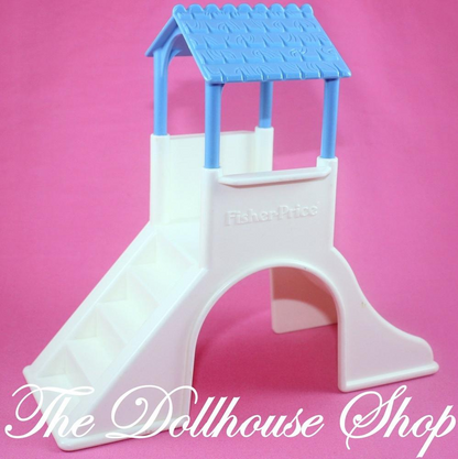 Fisher Price Loving Family Dream Dollhouse White Playground Doll Slide Backyard-Toys & Hobbies:Preschool Toys & Pretend Play:Fisher-Price:1963-Now:Dollhouses-Fisher-Price-Backyard Fun,Dollhouse,Dream Dollhouse,Fisher Price,Loving Family,Outdoor Furniture,Used-The Dollhouse Shop