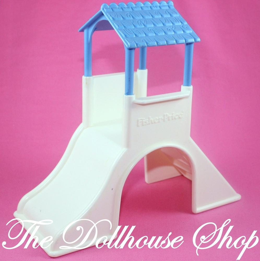 Fisher Price Loving Family Dream Dollhouse White Playground Doll Slide Backyard-Toys & Hobbies:Preschool Toys & Pretend Play:Fisher-Price:1963-Now:Dollhouses-Fisher-Price-Backyard Fun,Dollhouse,Dream Dollhouse,Fisher Price,Loving Family,Outdoor Furniture,Used-The Dollhouse Shop
