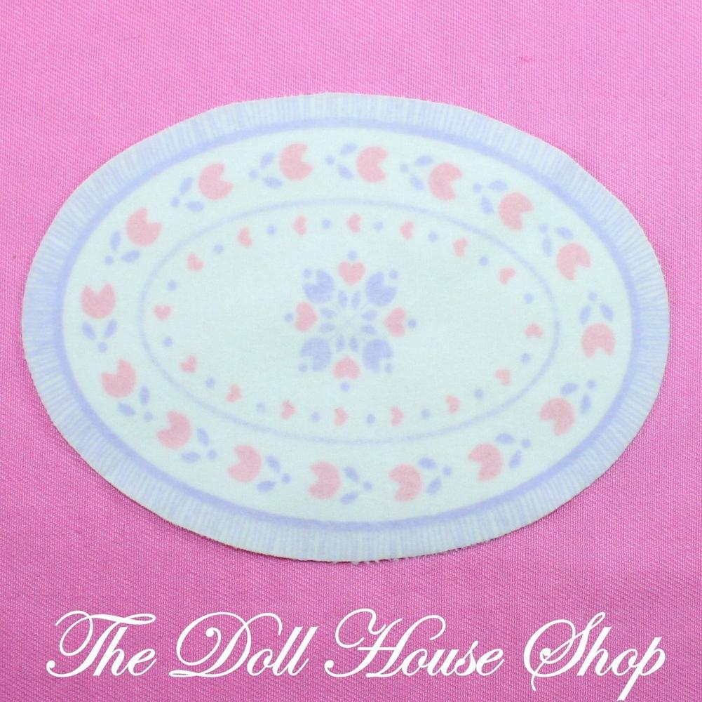 Fisher Price Loving Family Dream Dollhouse White Purple Floor Rug Living Room-Toys & Hobbies:Preschool Toys & Pretend Play:Fisher-Price:1963-Now:Dollhouses-Fisher-Price-Blankets & Rugs,Dollhouse,Dream Dollhouse,Fisher Price,Living Room,Loving Family,Used-The Dollhouse Shop