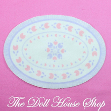 Fisher Price Loving Family Dream Dollhouse White Purple Floor Rug Living Room-Toys & Hobbies:Preschool Toys & Pretend Play:Fisher-Price:1963-Now:Dollhouses-Fisher-Price-Blankets & Rugs,Dollhouse,Dream Dollhouse,Fisher Price,Living Room,Loving Family,Used-The Dollhouse Shop