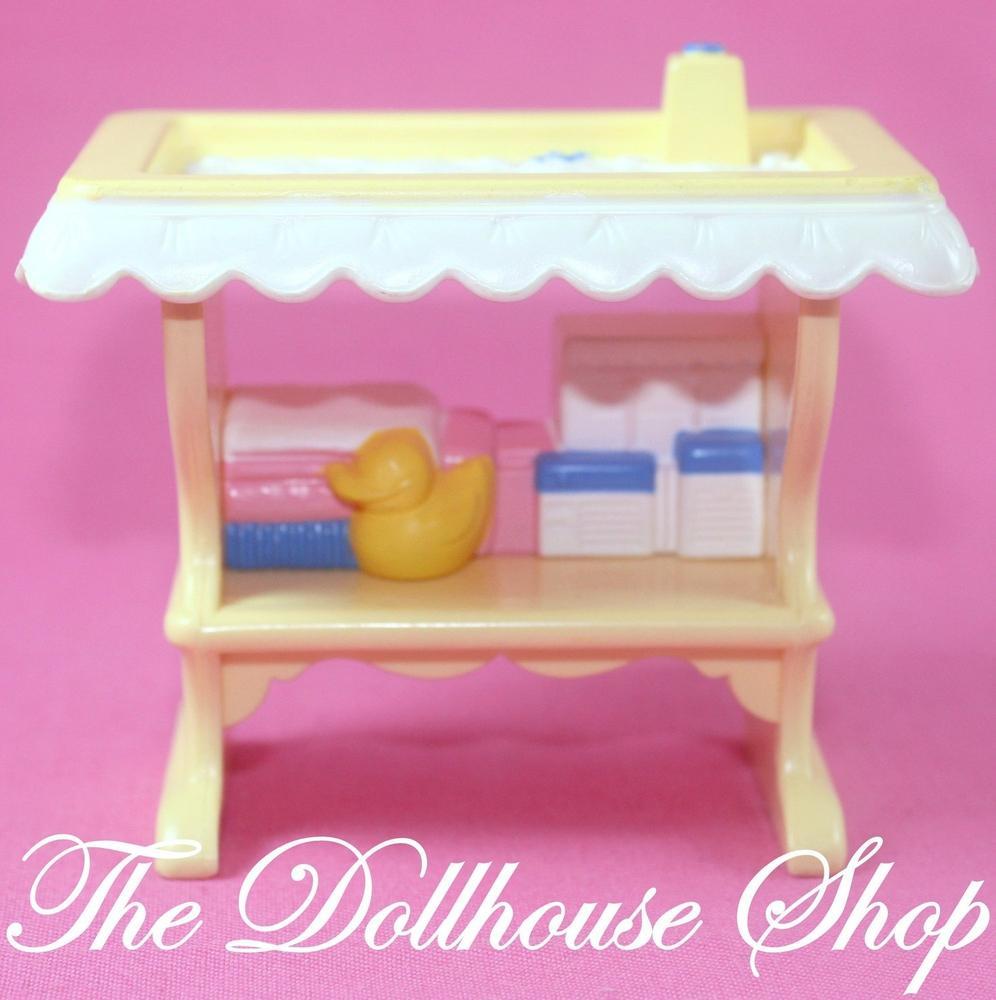 Fisher Price Loving Family Dream Dollhouse Yellow Baby Changing Table Nursery-Toys & Hobbies:Preschool Toys & Pretend Play:Fisher-Price:1963-Now:Dollhouses-Fisher-Price-Dollhouse,Dream Dollhouse,Fisher Price,Nursery Room,Tables,Used-Fisher Price Loving Family yellow baby changing table for dollhouses. Perfect for playtime fun! Find it now at The Dollhouse Shop, your dollhouse expert!-The Dollhouse Shop