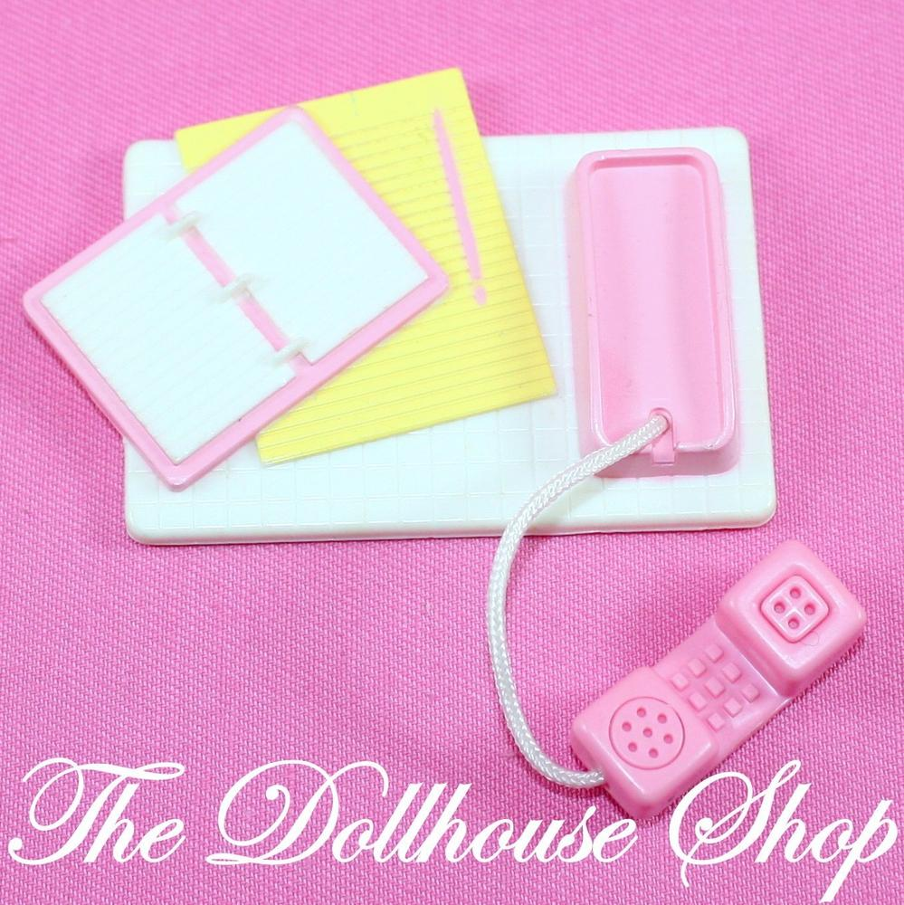 Fisher Price Loving Family Dream Dollhouse telephone note book pad office-Toys & Hobbies:Preschool Toys & Pretend Play:Fisher-Price:1963-Now:Dollhouses-Fisher-Price-Dollhouse,Dream Dollhouse,Fisher Price,Living Room,Loving Family,Office,Used-The Dollhouse Shop