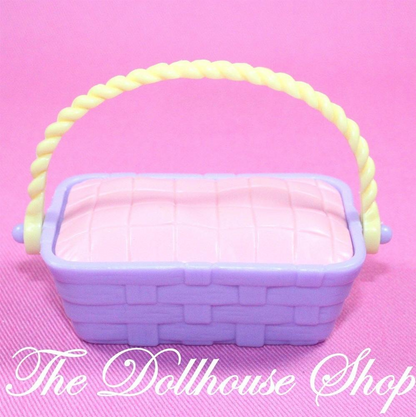 Fisher Price Loving Family Hideaway Dollhouse Food Purple Picnic Basket w/ lid-Toys & Hobbies:Preschool Toys & Pretend Play:Fisher-Price:1963-Now:Dollhouses-Fisher-Price-Backyard Fun,Dollhouse,Dream Dollhouse,Fisher Price,Food Accessories,Hideaway Hollow,Loving Family,Used-The Dollhouse Shop