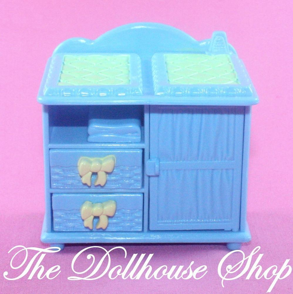 Fisher Price Loving Family Holiday Dollhouse Blue Changing Table-Toys & Hobbies:Preschool Toys & Pretend Play:Fisher-Price:1963-Now:Dollhouses-Fisher-Price-Blue,Dollhouse,Fisher Price,Home for the Holidays Dollhouse,Kids Bedroom,Loving Family,Nursery Room,Used-The Dollhouse Shop