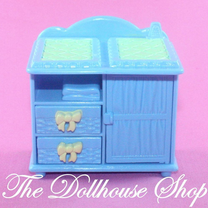Fisher Price Loving Family Holiday Dollhouse Blue Changing Table-Toys & Hobbies:Preschool Toys & Pretend Play:Fisher-Price:1963-Now:Dollhouses-Fisher-Price-Blue,Dollhouse,Fisher Price,Home for the Holidays Dollhouse,Kids Bedroom,Loving Family,Nursery Room,Used-The Dollhouse Shop