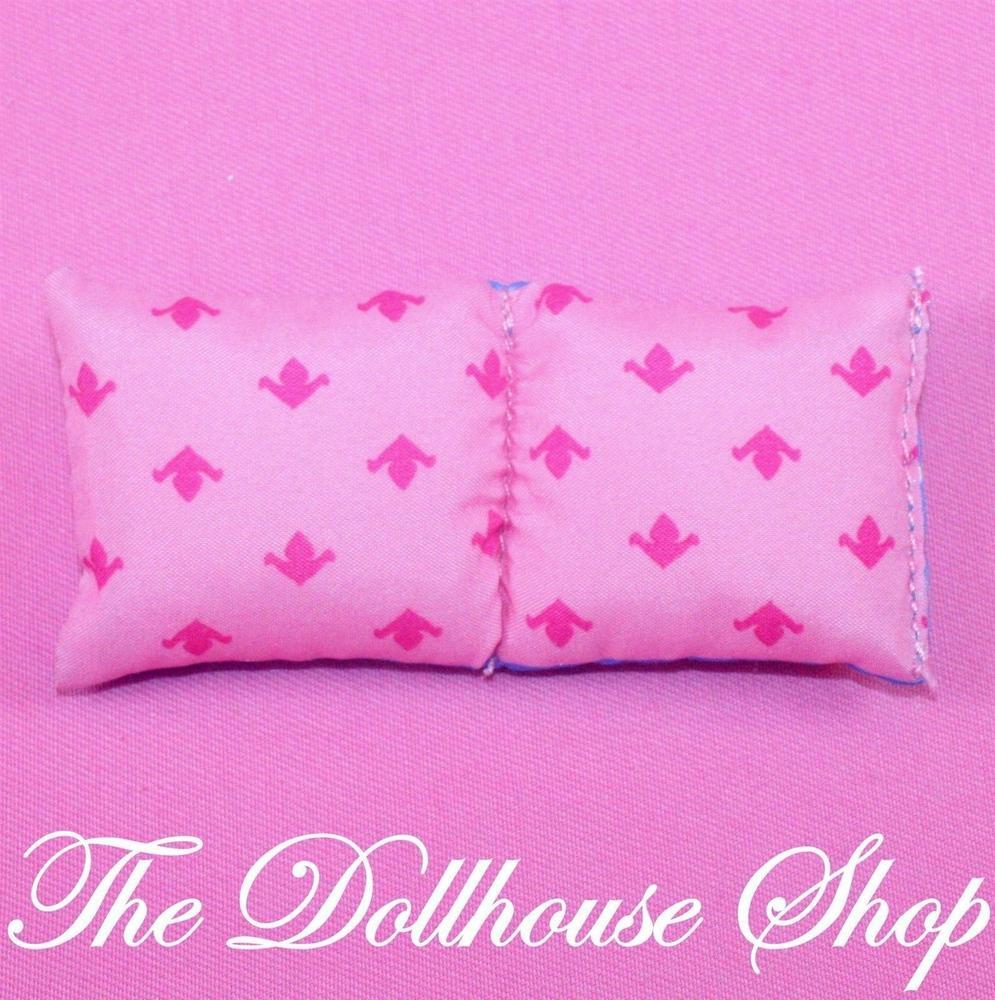 Fisher Price Loving Family Holiday Dollhouse Christmas Double Bed Pillow-Toys & Hobbies:Preschool Toys & Pretend Play:Fisher-Price:1963-Now:Dollhouses-Fisher-Price-Christmas,Dollhouse,Fisher Price,Holidays & Seasonal,Home for the Holidays Dollhouse,Loving Family,Parents Bedroom,Pillows,Used-The Dollhouse Shop