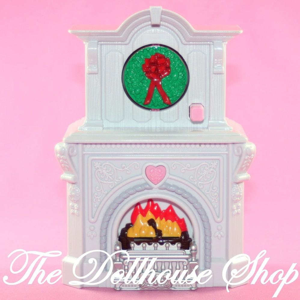 Fisher Price Loving Family Holiday Dollhouse Christmas Fireplace Mantel-Toys & Hobbies:Preschool Toys & Pretend Play:Fisher-Price:1963-Now:Dollhouses-Fisher-Price-Christmas,Dollhouse,Fisher Price,Holidays & Seasonal,Home for the Holidays Dollhouse,Living Room,Loving Family,New,White-The Dollhouse Shop