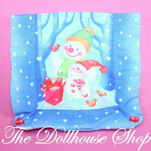 Fisher Price Loving Family Holidays Dollhouse Parents Christmas Bed Cover-Toys & Hobbies:Preschool Toys & Pretend Play:Fisher-Price:1963-Now:Dollhouses-Fisher-Price-Bedroom,Blankets & Rugs,Christmas,Dollhouse,Fisher Price,Holidays & Seasonal,Home for the Holidays Dollhouse,Loving Family,New,Parents Bedroom,Soft Furnishings-Fisher Price Loving Family Dollhouse reversible bed comforter with snowman and spring prints. Find it now at The Dollhouse Shop for endless fun!-The Dollhouse Shop