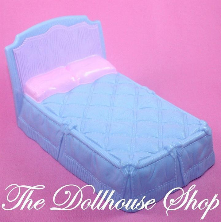 Fisher Price Loving Family Home Holidays Dollhouse Parents Blue Double Bed-Toys & Hobbies:Preschool Toys & Pretend Play:Fisher-Price:1963-Now:Dollhouses-Fisher-Price-Bedroom,Dollhouse,Fisher Price,Home for the Holidays,Loving Family,Parents Bedroom,Used-The Dollhouse Shop