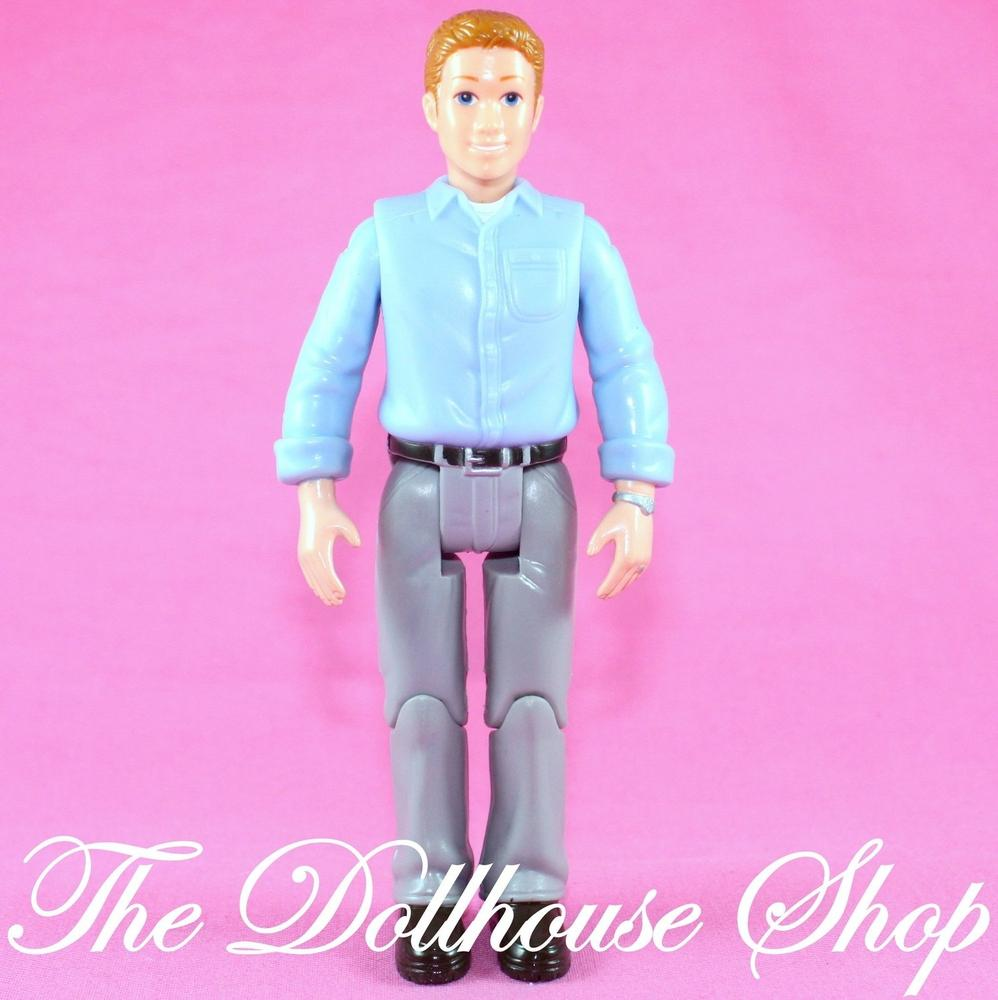 Fisher Price Loving Family Manor Dollhouse Father Dad Doll Blue shirt Gray Pants-Toys & Hobbies:Preschool Toys & Pretend Play:Fisher-Price:1963-Now:Dollhouses-Fisher-Price-Dollhouse,Dolls,Father,Fisher Price,Loving Family,Used-The Dollhouse Shop