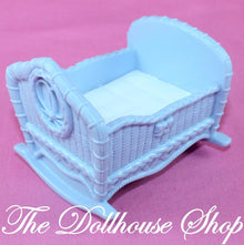 Fisher Price Loving Family Manor Dollhouse nursery blue baby doll Crib Cradle-Toys & Hobbies:Preschool Toys & Pretend Play:Fisher-Price:1963-Now:Dollhouses-Fisher-Price-Baby,Blue,Cribs & Cradles,Dollhouse,Fisher Price,Loving Family,Manor Dollhouse,Nursery Room,Used-Fisher Price Loving Family Dollhouse blue baby boy crib fits 2-inch dolls, rocks gently, perfect for play. Find it now at The Dollhouse Shop!-The Dollhouse Shop
