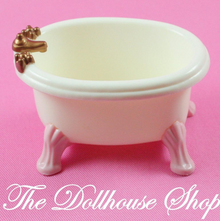 Fisher Price Loving Family New Addition Dollhouse Baby Doll Bath tub toy basket-Toys & Hobbies:Preschool Toys & Pretend Play:Fisher-Price:1963-Now:Dollhouses-Fisher-Price-Bathroom,Dollhouse,Fisher Price,Loving Family,New Additions Dollhouse,Used,White-The Dollhouse Shop