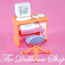 Fisher Price Loving Family New Additions Dollhouse Orange Office Desk Chair-Toys & Hobbies:Preschool Toys & Pretend Play:Fisher-Price:1963-Now:Dollhouses-Fisher-Price-Dollhouse,Fisher Price,Kids Bedroom,Loving Family,New Additions Dollhouse,Office,Tables,Used-The Dollhouse Shop