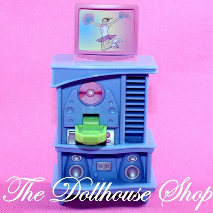 Fisher Price Loving Family New Additions Dollhouse Television TV CD Teen Room-Toys & Hobbies:Preschool Toys & Pretend Play:Fisher-Price:1963-Now:Dollhouses-Fisher-Price-Blue,Dollhouse,Fisher Price,Kids Bedroom,Living Room,Loving Family,New Additions Dollhouse,Used-The Dollhouse Shop