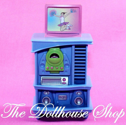 Fisher Price Loving Family New Additions Dollhouse Television TV CD Teen Room-Toys & Hobbies:Preschool Toys & Pretend Play:Fisher-Price:1963-Now:Dollhouses-Fisher-Price-Blue,Dollhouse,Fisher Price,Kids Bedroom,Living Room,Loving Family,New Additions Dollhouse,Used-The Dollhouse Shop