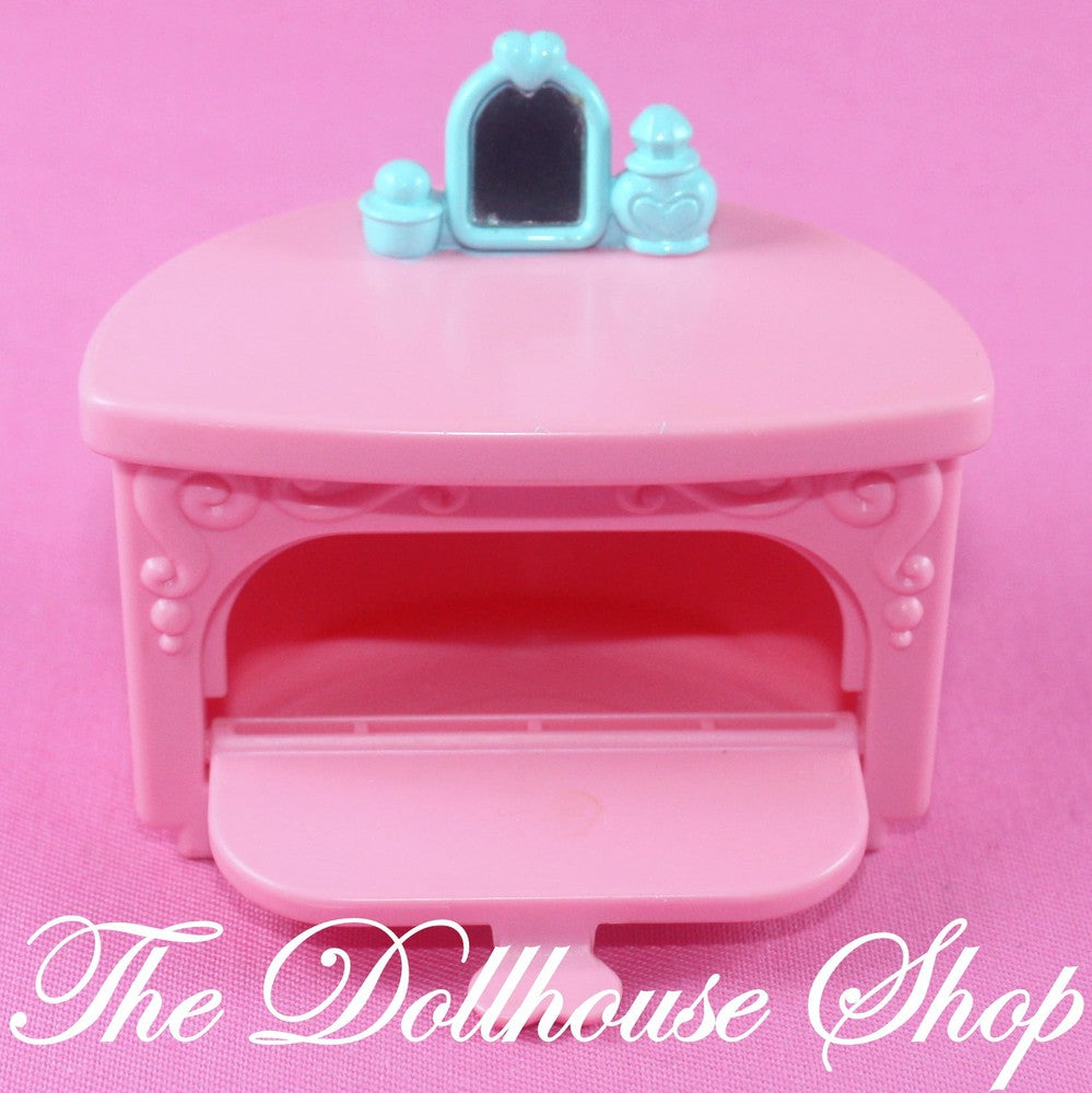 Fisher Price Loving Family Once Upon A Dream Castle Pink Vanity Dresser-Toys & Hobbies:Preschool Toys & Pretend Play:Fisher-Price:1963-Now:Dollhouses-Fisher-Price-Bedroom,Dollhouse,Dream Dollhouse,Fisher Price,Kids Bedroom,Loving Family,Once Upon a Dream Castle,Used-The Dollhouse Shop