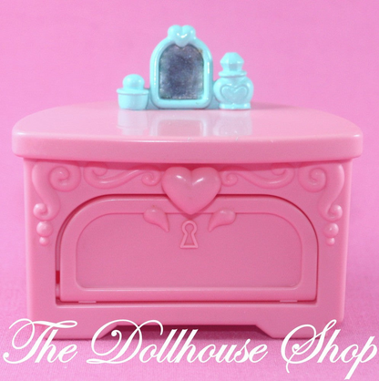 Fisher Price Loving Family Once Upon A Dream Castle Pink Vanity Dresser-Toys & Hobbies:Preschool Toys & Pretend Play:Fisher-Price:1963-Now:Dollhouses-Fisher-Price-Bedroom,Dollhouse,Dream Dollhouse,Fisher Price,Kids Bedroom,Loving Family,Once Upon a Dream Castle,Used-The Dollhouse Shop