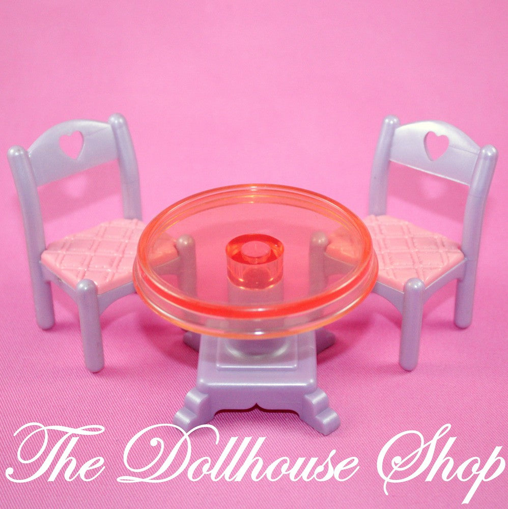 Fisher-Price Loving Family Once Upon A Dream Dollhouse Round Dining Table 2 chairs-Toys & Hobbies:Preschool Toys & Pretend Play:Fisher-Price:1963-Now:Dollhouses-Fisher-Price-Dining Room,Dollhouse,Dream Dollhouse,Fisher Price,Loving Family,Once Upon a Dream Castle,Tables,Used-Fisher Price Loving Family Once upon a dream castle blue and white treasure chest or toy box for your dollhouse nursery or playroom. Gently used, pre-owned condition Perfect for Fisher Price Loving family Dream Dollhouse, Once upon a Dr