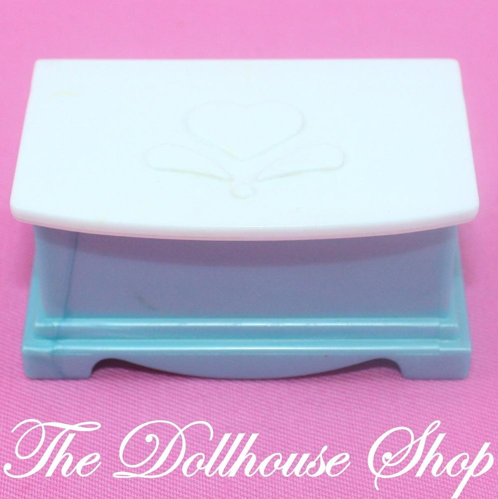 Fisher-Price Loving Family Once Upon a Dream Palace Treasure Chest Box-Toys & Hobbies:Preschool Toys & Pretend Play:Fisher-Price:1963-Now:Dollhouses-Fisher-Price-Dollhouse,Dream Dollhouse,Fisher Price,Kids Bedroom,Loving Family,Nursery Room,Once Upon a Dream Castle,Used-Fisher Price Loving Family Once upon a dream castle blue and white treasure chest or toy box for your dollhouse nursery or playroom. Gently used, pre-owned condition Perfect for Fisher Price Loving family Dream Dollhouse, Once upon a Dream C