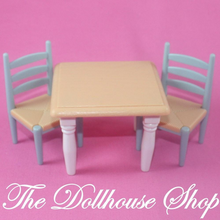 Fisher Price Loving Family Special Edition Dollhouse Kitchen Dining table chairs-Toys & Hobbies:Preschool Toys & Pretend Play:Fisher-Price:1963-Now:Dollhouses-Fisher-Price-Dining Room,Dollhouse,Fisher Price,Kitchen,Loving Family,Special Edition Townhouse,Tables,Used-The Dollhouse Shop
