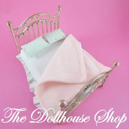 Fisher Price Loving Family Special edition town house parents queen bed w sheets-Toys & Hobbies:Preschool Toys & Pretend Play:Fisher-Price:1963-Now:Dollhouses-Fisher Price-Bedroom,Dollhouse,Fisher Price,Loving Family,Parents Bedroom,Special Edition Townhouse,Used-The Dollhouse Shop