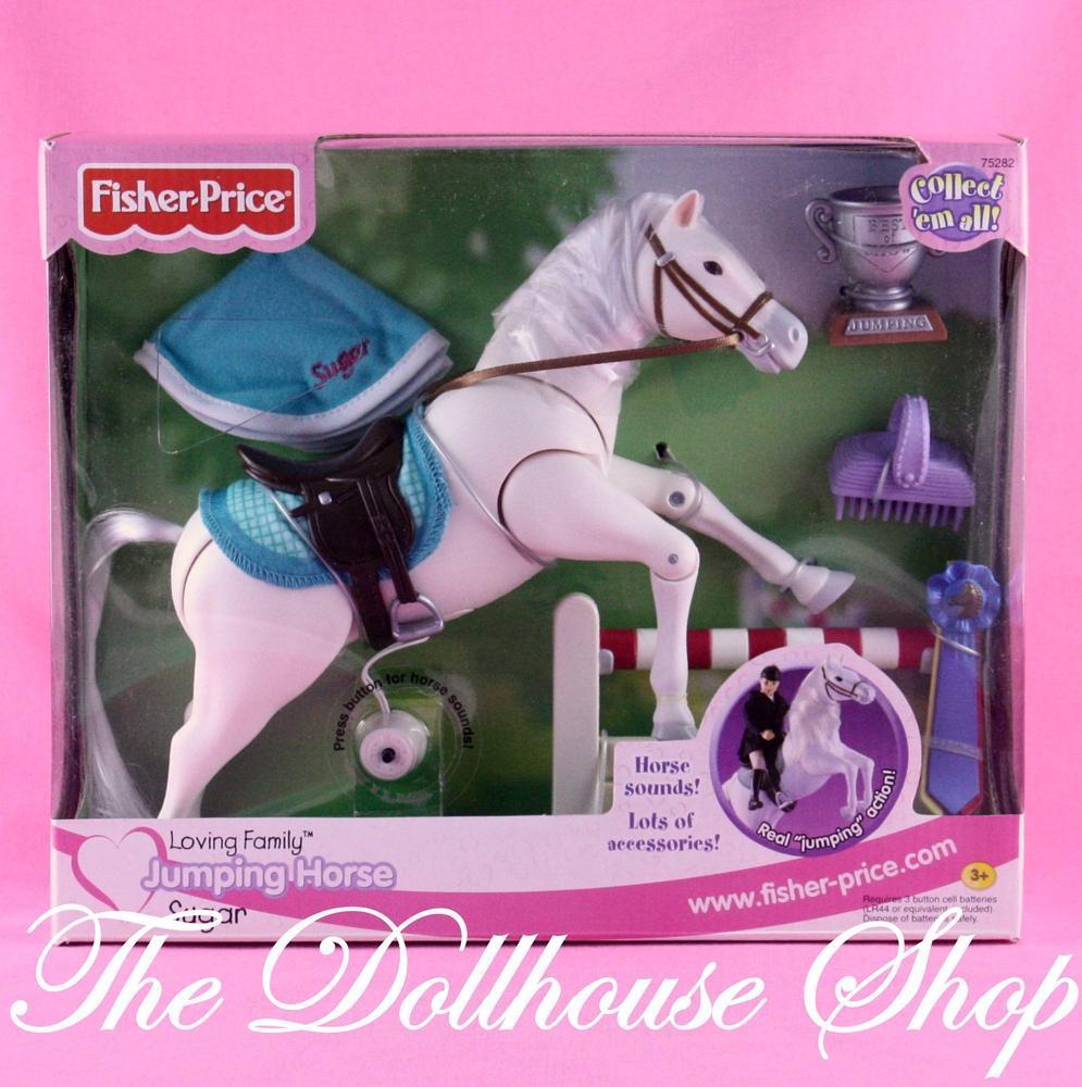 Fisher Price Loving Family Stable Dollhouse Jumping Horse Sugar-Toys & Hobbies:Preschool Toys & Pretend Play:Fisher-Price:1963-Now:Dollhouses-Fisher-Price-Dollhouse,Fisher Price,Horses & Stables,Loving Family,New,New Boxed Sets-Fisher Price Loving Family Sugar Pony loves jumping and horse sounds! Perfect for dollhouses. Find her now at The Dollhouse Shop for fun play!-The Dollhouse Shop