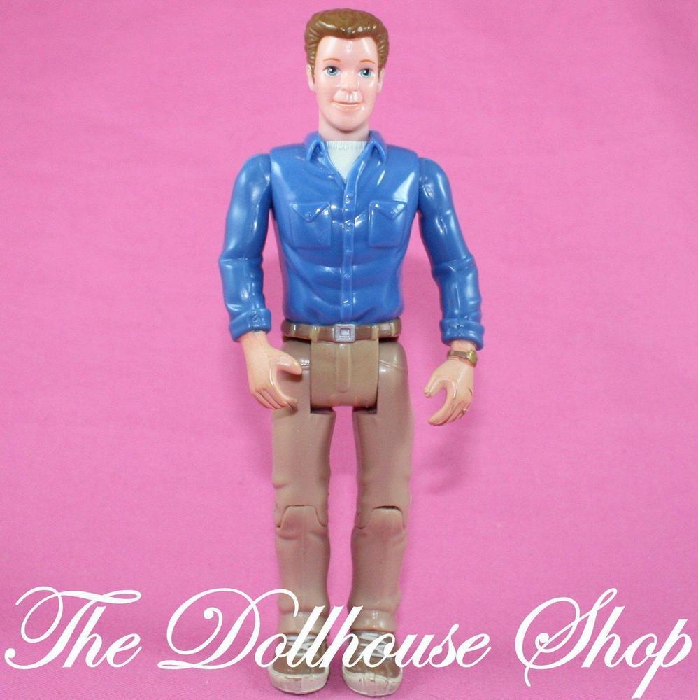 Fisher Price Loving Family Sweet Sounds Dollhouse Brunette Dad Father Doll Blue-Toys & Hobbies:Preschool Toys & Pretend Play:Fisher-Price:1963-Now:Dollhouses-Fisher-Price-Blue,Brown Hair,Dollhouse,Dolls,Father,Fisher Price,Loving Family,Sweet Sounds,Used-Fisher Price Loving Family Sweet Sounds Dad Doll with pink heart, perfect for creative play. Find this poseable doll at The Dollhouse Shop today!-The Dollhouse Shop