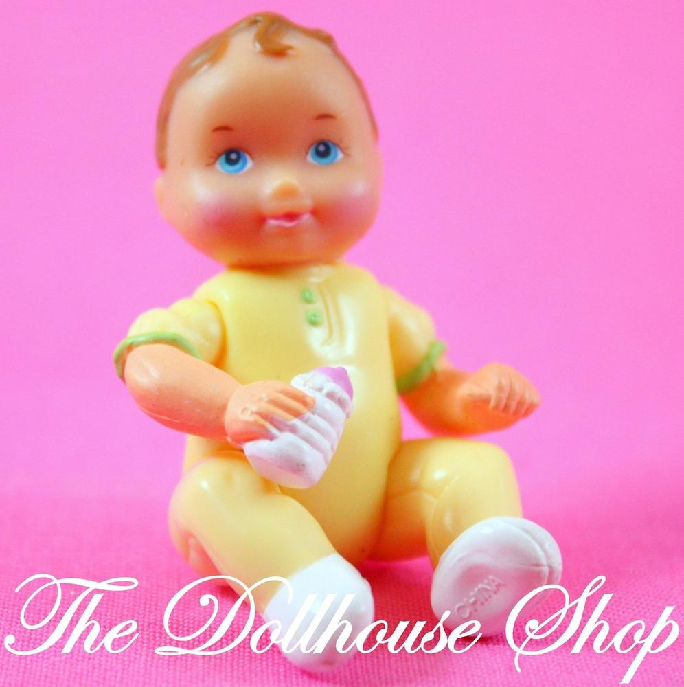 Fisher Price Loving Family Sweet Sounds Dollhouse Yellow Baby Girl Boy Doll-Toys & Hobbies:Preschool Toys & Pretend Play:Fisher-Price:1963-Now:Dollhouses-Fisher-Price-Baby,Dollhouse,Dolls,Fisher Price,Girl Dolls,Loving Family,Nursery Room,Sweet Sounds,Used,Yellow-The Dollhouse Shop