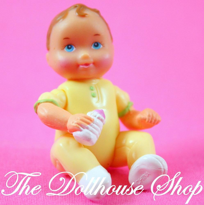 Fisher Price Loving Family Sweet Sounds Dollhouse Yellow Baby Girl Boy Doll-Toys & Hobbies:Preschool Toys & Pretend Play:Fisher-Price:1963-Now:Dollhouses-Fisher-Price-Baby,Dollhouse,Dolls,Fisher Price,Girl Dolls,Loving Family,Nursery Room,Sweet Sounds,Used,Yellow-The Dollhouse Shop