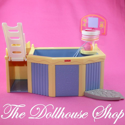 Fisher Price Loving Family Townhouse Dollhouse Swimming Pool Basketball Hoop-Toys & Hobbies:Preschool Toys & Pretend Play:Fisher-Price:1963-Now:Dollhouses-Fisher-Price-Backyard Fun,Dollhouse,Fisher Price,Loving Family,Outdoor Furniture,Special Edition Townhouse,Swimming Pool Sets,Used-The Dollhouse Shop
