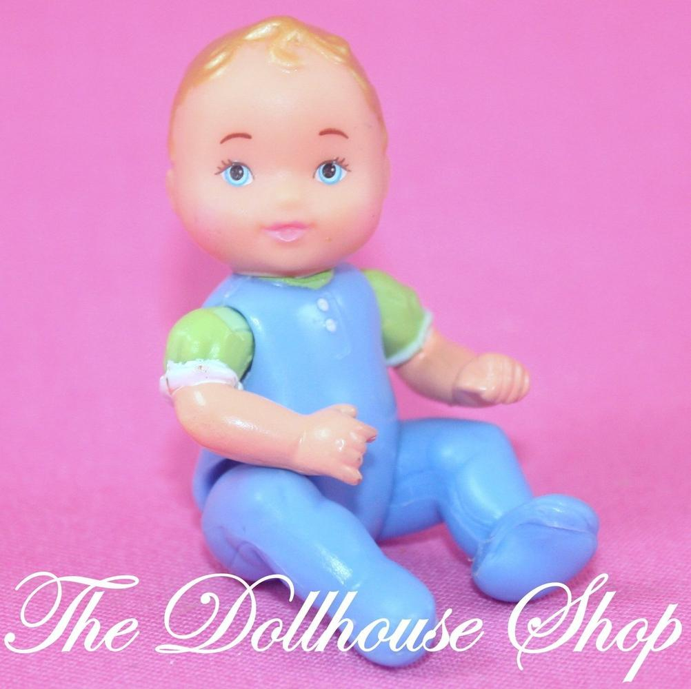 Fisher Price Loving Family Twin Time Dollhouse Blue Blonde Baby Boy Doll-Toys & Hobbies:Preschool Toys & Pretend Play:Fisher-Price:1963-Now:Dollhouses-Fisher-Price-Boy Dolls,Dollhouse,Dolls,Fisher Price,Loving Family,Twin Time,Twins,Used-The Dollhouse Shop