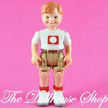 Fisher Price Loving Family Twin Time Dollhouse Boy Brother Sibling Doll-Toys & Hobbies:Preschool Toys & Pretend Play:Fisher-Price:1963-Now:Dollhouses-Fisher-Price-Boy Dolls,Brown Hair,Dollhouse,Dolls,Fisher Price,Grand Mansion,Loving Family,Twin Time,Used-Fisher Price Loving Family Dollhouse Boy Doll in white baseball top and khaki shorts. Perfect for creative play! Find him now at The Dollhouse Shop!-The Dollhouse Shop
