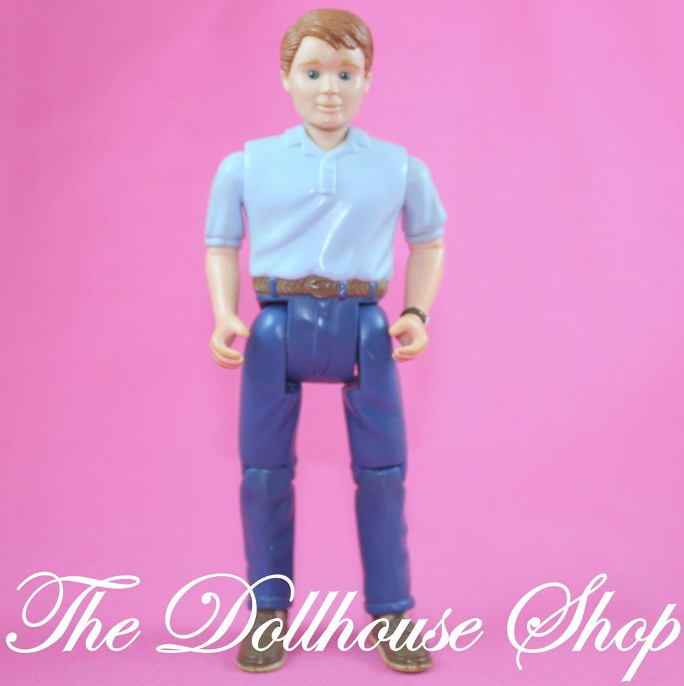 Fisher Price Loving Family Twin Time Dollhouse Father Dad Doll Blue Top-Toys & Hobbies:Preschool Toys & Pretend Play:Fisher-Price:1963-Now:Dollhouses-Fisher-Price-Brown Hair,Dollhouse,Dolls,Father,Fisher Price,Loving Family,Used-The Dollhouse Shop