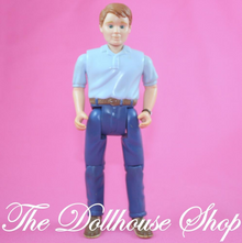 Fisher Price Loving Family Twin Time Dollhouse Father Dad Doll Blue Top-Toys & Hobbies:Preschool Toys & Pretend Play:Fisher-Price:1963-Now:Dollhouses-Fisher-Price-Brown Hair,Dollhouse,Dolls,Father,Fisher Price,Loving Family,Used-The Dollhouse Shop