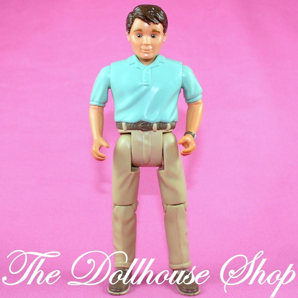 Fisher Price Loving Family Twin Time Dollhouse Hispanic Brunette Dad Father Doll-Toys & Hobbies:Preschool Toys & Pretend Play:Fisher-Price:1963-Now:Dollhouses-Fisher-Price-Brown Hair,Dollhouse,Dolls,Father,Fisher Price,Green,Hispanic,Loving Family,Twin Time,Used-The Dollhouse Shop