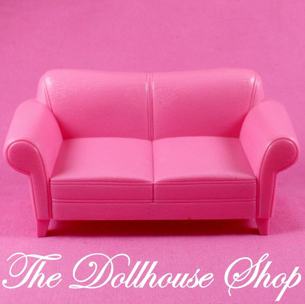 Fisher Price Loving Family Twin Time Dollhouse Pink Sofa Couch Loveseat chair-Toys & Hobbies:Preschool Toys & Pretend Play:Fisher-Price:1963-Now:Dollhouses-Fisher-Price-Chairs,Dollhouse,Fisher Price,Living Room,Loving Family,Pink,Twin Time,Used-The Dollhouse Shop